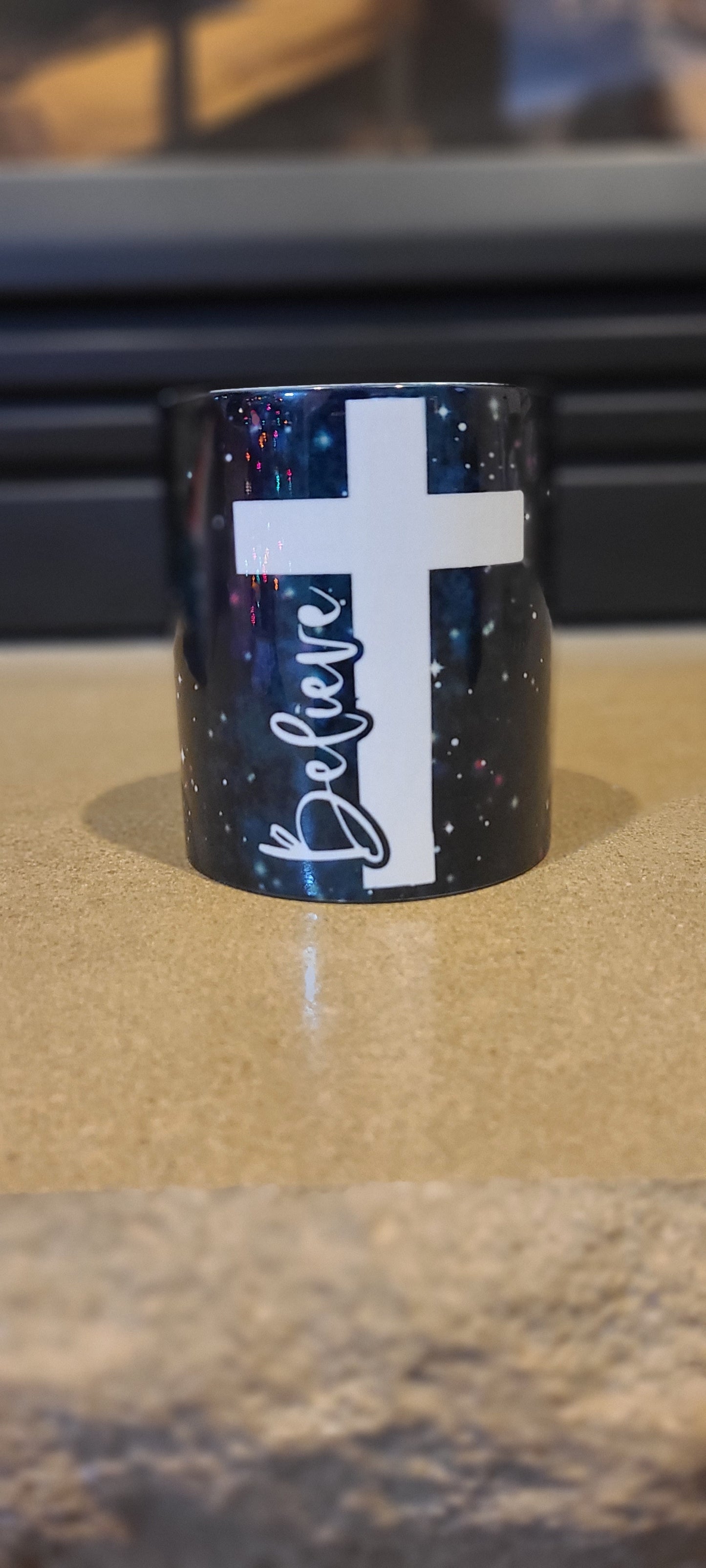 12 oz. Starry Believe Mug with Cross